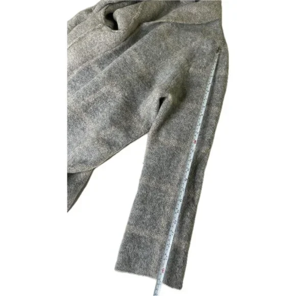 Eileen Fisher Moon Shawl Collar Wool Coat Italian Yarn Gray L